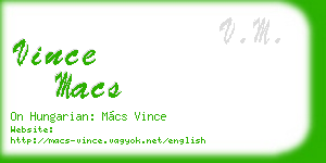 vince macs business card