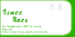 vince macs business card